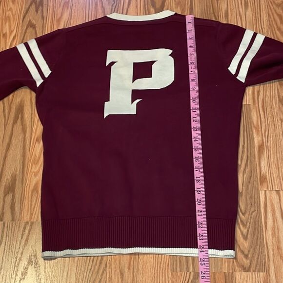 Peak Performance Cardigan, Varsity Letterman P, burgundy cream, Large - Picture 7 of 8